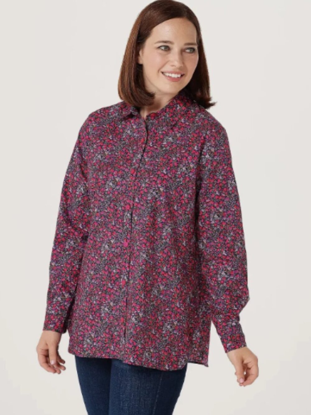 Isaac Mizrahi Live! The Everything Button Down Shirt-Pink-Reg 10-A384564